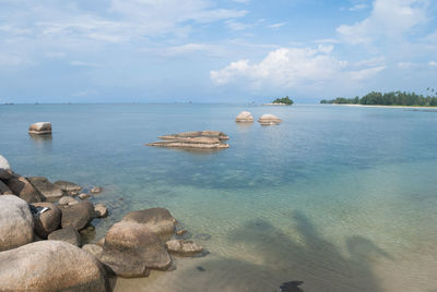 Scenic view of sea against cloudy sky