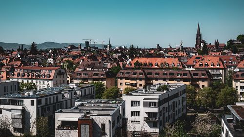 High angle view of townscape against sky