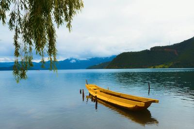 Scenic view of lake against sky