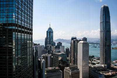 Two international finance center and modern buildings against sky