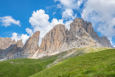 View at mountain peaks in the dolomites