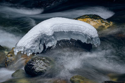 Close-up of frozen water