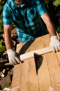 Man working on wood