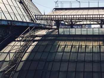 Low angle view of railway bridge against sky