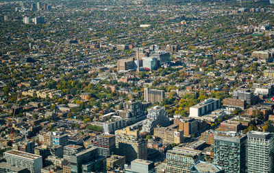 High angle view of buildings in city