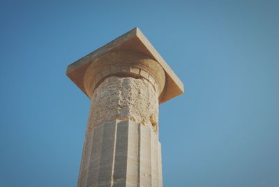 Low angle view of built structure against clear blue sky