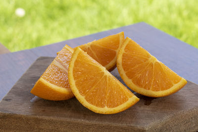 Close-up of orange on table