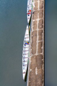 High angle view of boat in sea