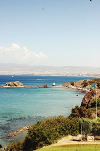 Scenic view of sea against clear sky