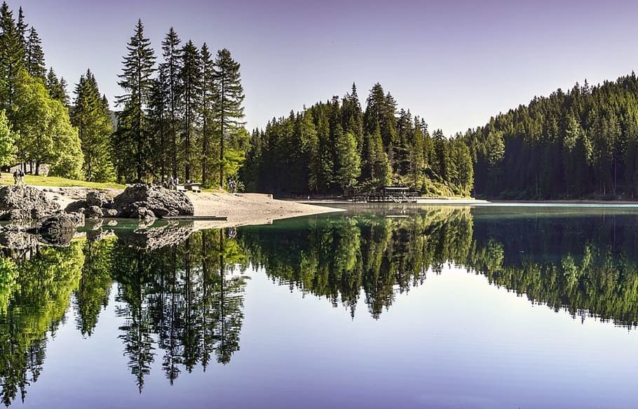 пейзаж зеркальное озеро на открытом воздухе Природа вода дневной свет обои сосна озеро небо деревья