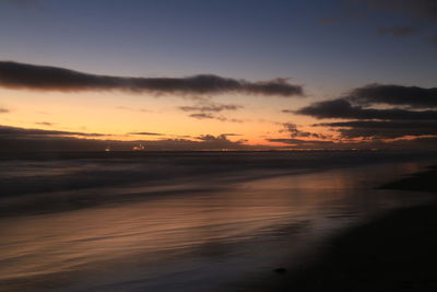 Scenic view of calm sea at sunset