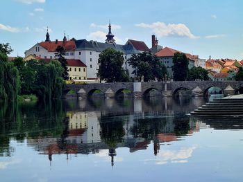 Reflection of building in lake