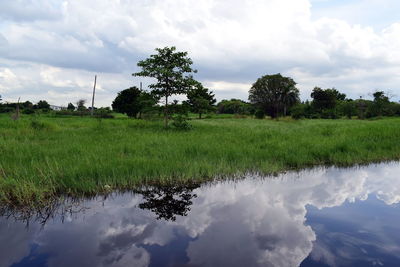 Scenic view of lake against sky