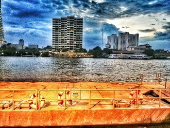 View of construction site with city in background