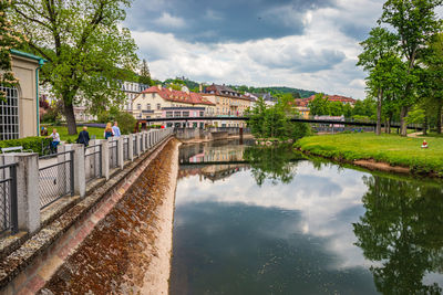 Reflection of buildings and trees in canal