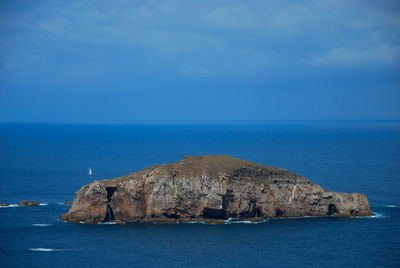 Scenic view of sea against blue sky