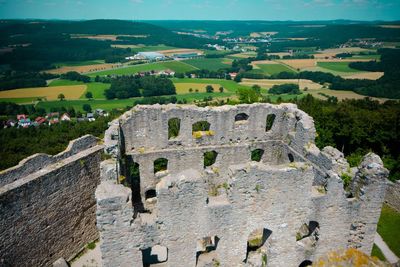 High angle view of field