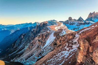 Aerial view of snow covered mountain