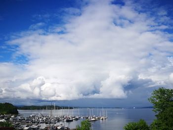 Scenic view of sea against blue sky