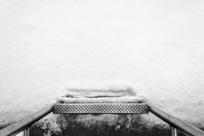 Close-up view of steps covered in snow