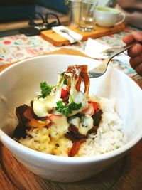 Close-up of food in bowl on table