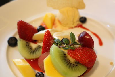 Close-up of strawberries in plate
