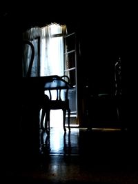 Close-up of empty chair at home