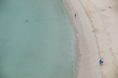 High angle view of people on beach