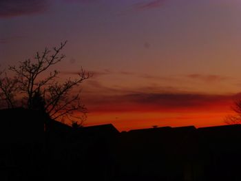 Silhouette trees against sky at sunset