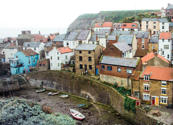 High angle view of townscape against sky