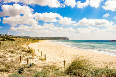 Scenic view of beach against sky