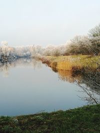 Scenic view of lake against sky