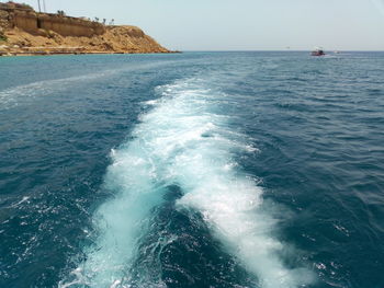 Scenic view of sea against clear sky