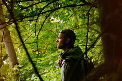 Man in forest