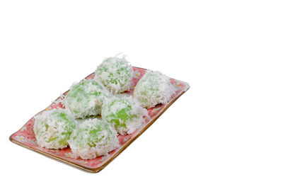 High angle view of fruits against white background