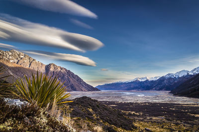 Scenic view of mountains against sky