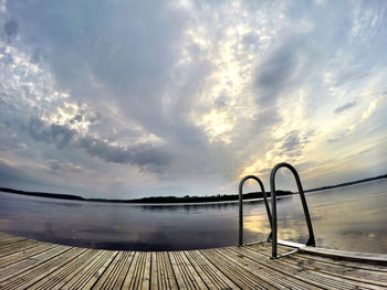 Scenic view of sea against cloudy sky