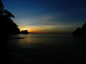 View of calm sea at sunset