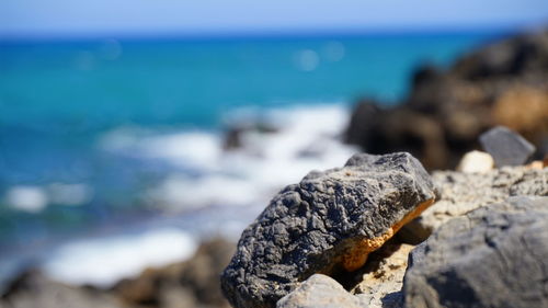 Close-up of rocks on beach