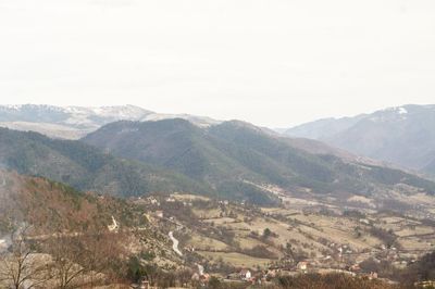 High angle view of valley against sky