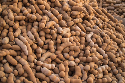 Full frame shot of potatoes in market