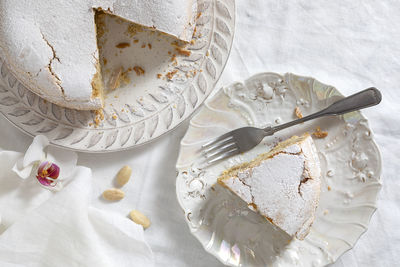 High angle view of cake on table