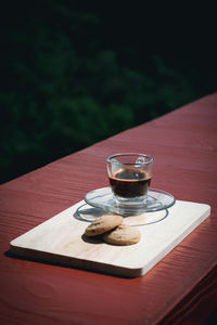 Close-up of tea cup on table