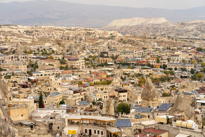 High angle view of buildings in city