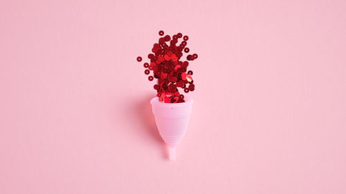 Close-up of red berries against white background