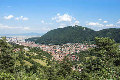 High angle view of landscape against cloudy sky