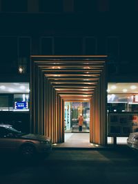 View of parking lot at night