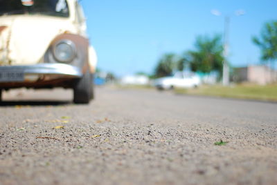 Surface level of road against the sky