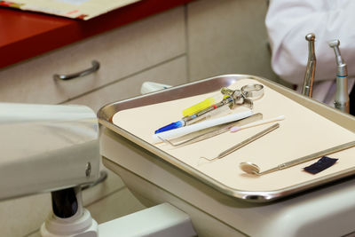 Close-up of dental equipment at doctor office