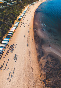 High angle view of sand on beach